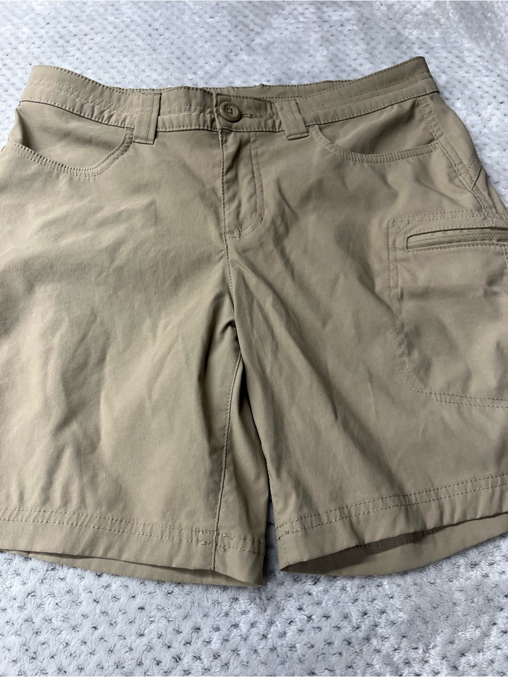 Eddie Bauer Women's Flat-Front Shorts in Khaki Tan